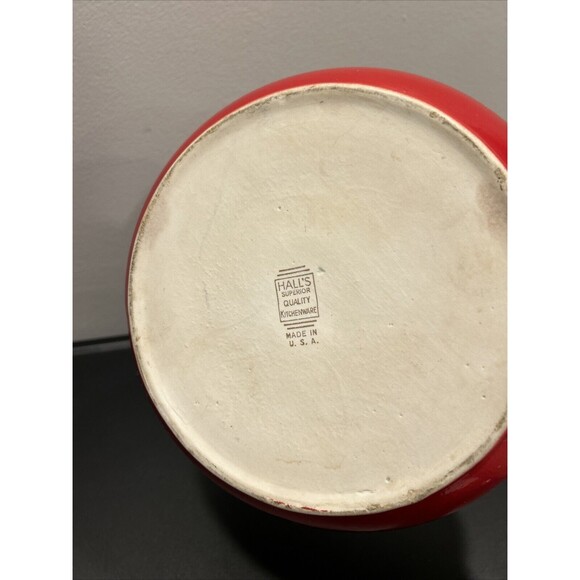 HALL’S Superior Quality Kitchenware USA Double Handle Casserole Dish Red 2QT Vtg - Picture 3 of 6